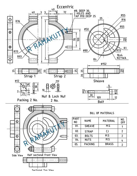 mechanical engineering machine drawing eccentric drawing image Kindle Editon