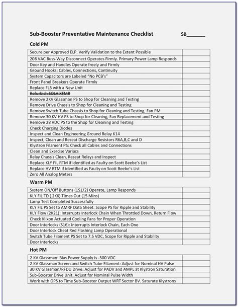 mechanical preventive maintenance checklist Doc