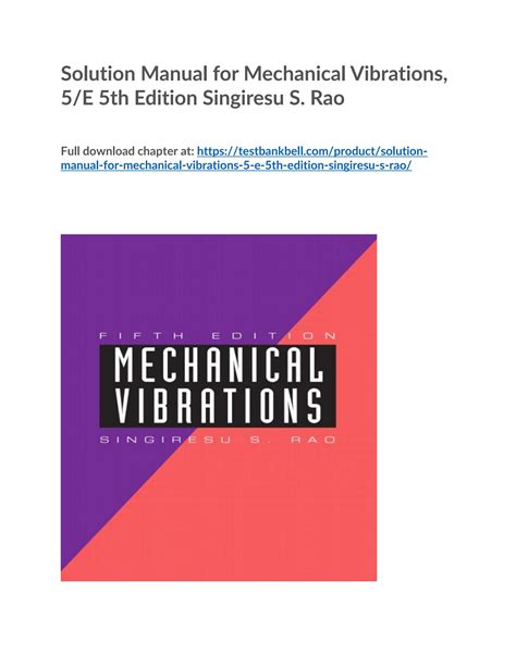 mechanical vibrations rao 5th edition solution manual pdf Epub