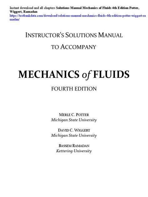 mechanics of fluids potter wiggert solutions manual Doc