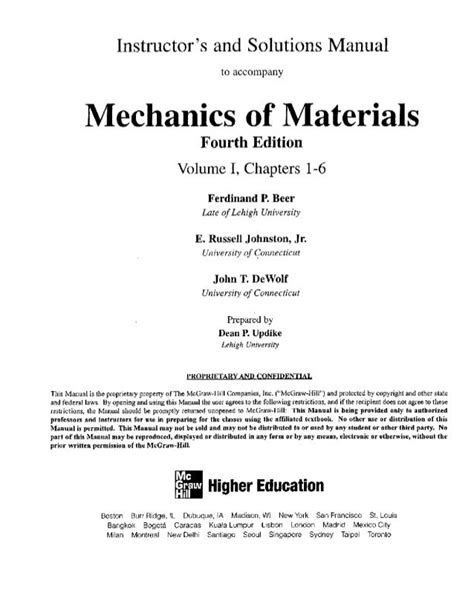 mechanics of materials 4th edition solution manual Epub