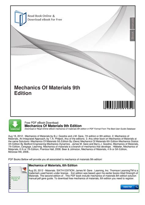mechanics of materials 9th edition pdf Kindle Editon