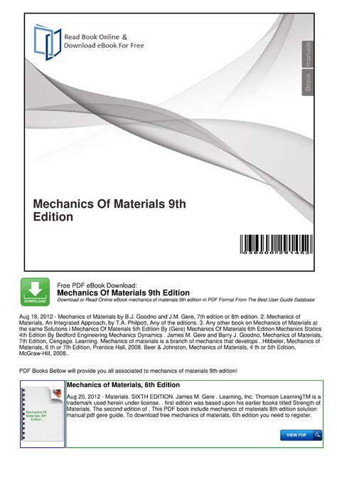 mechanics of materials 9th edition pdf Kindle Editon