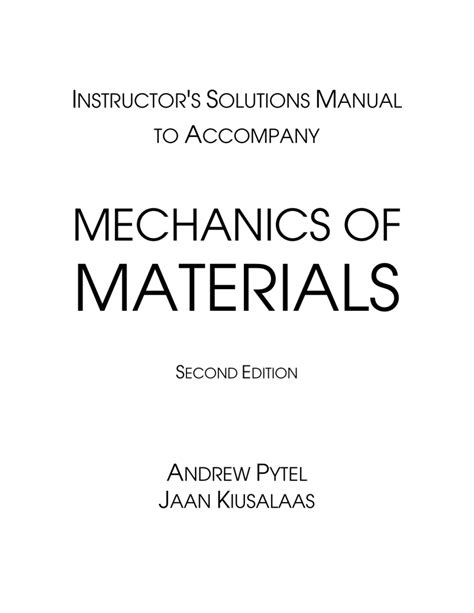 mechanics of materials by pytel and kiusalaas solution manual Epub