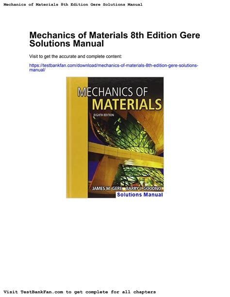 mechanics of materials gere 8th solution manual pdf PDF