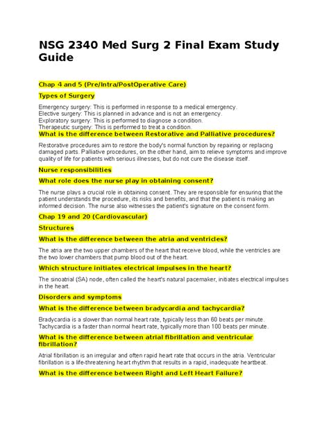 med surg 2 final exam study guide Epub