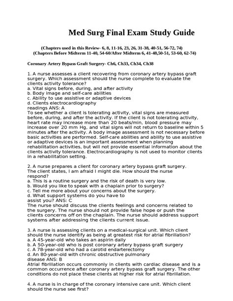 med surg final exam study guide Doc
