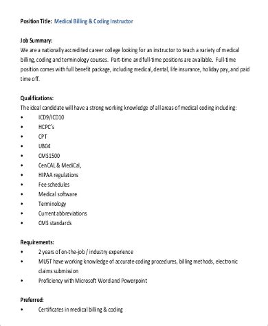 medical billing and coding job description