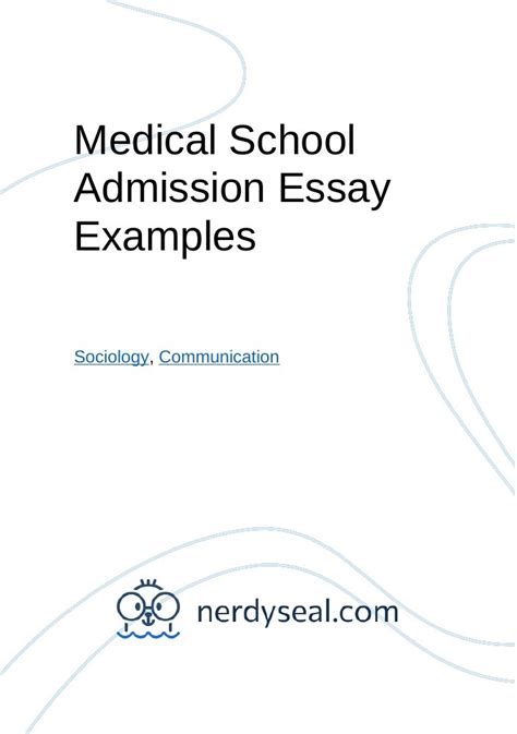 medical school admissions essays PDF