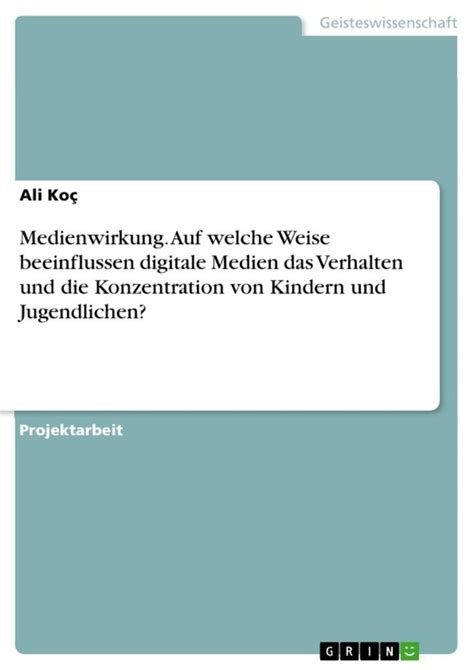 medienwirkung beeinflussen verhalten konzentration jugendlichen Reader