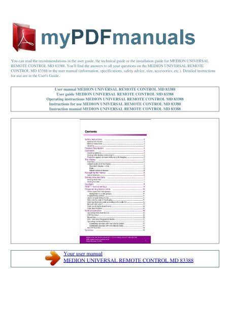 medion universal remote control user guide Epub
