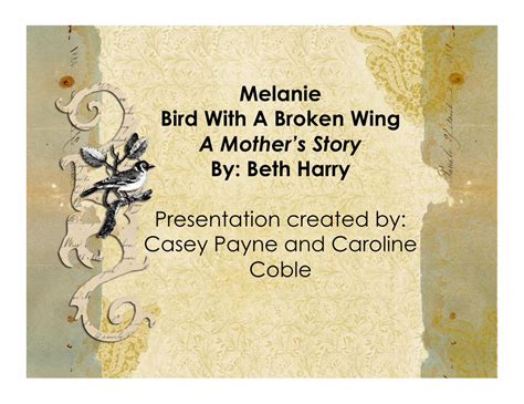 melanie bird with a broken wing a mothers story Doc