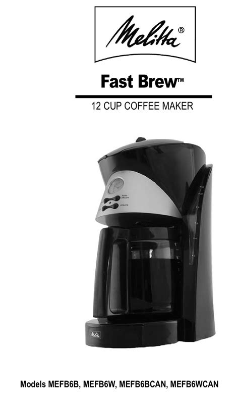 melitta mefb6b coffee makers owners manual PDF