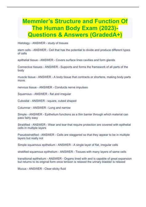 memmlers study guide answers the human body PDF