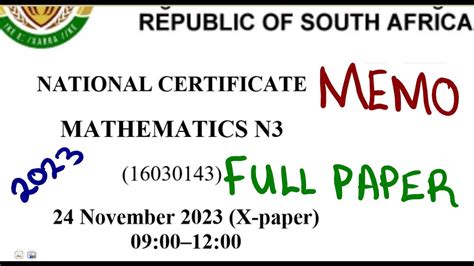 memo of n3 maths paper Doc
