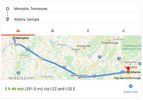 memphis tn to atlanta ga