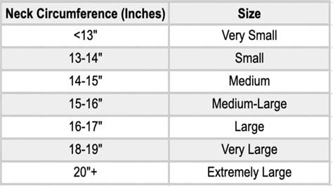 Men S Neck Size Chart