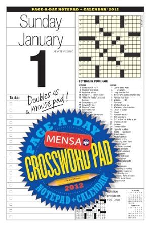 mensa crossword page a day and notepad 2012 calendar PDF
