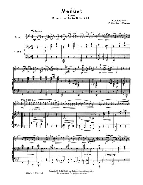 menuet from divertimento in d k334 b flat clarinet grade 3 1 or 2 PDF