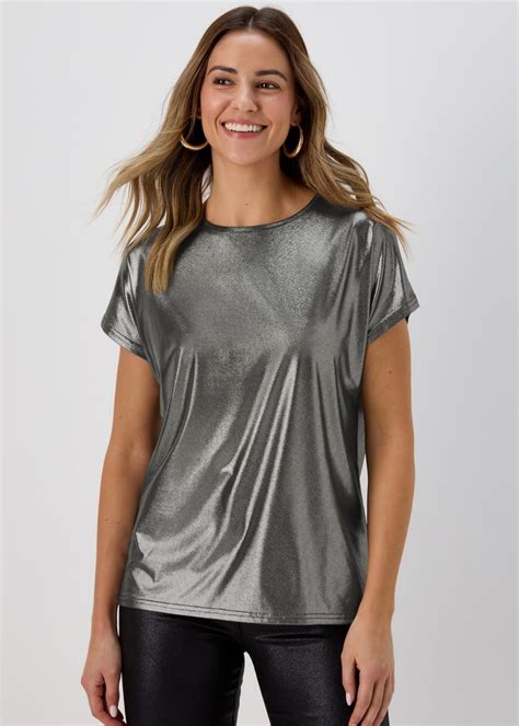 metallic shirt silver