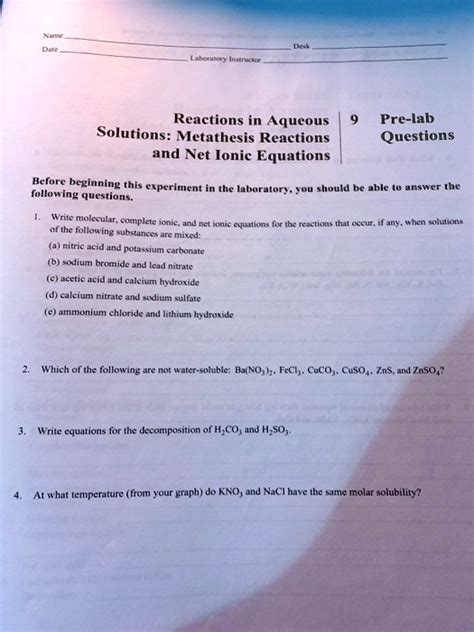 metathesis reaction lab answers Reader