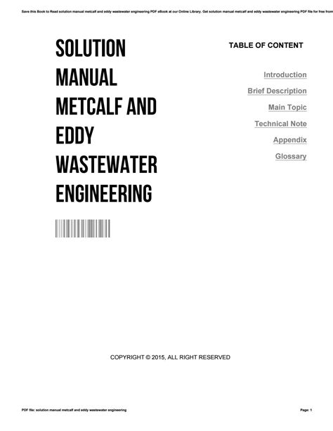 metcalf and eddy solutions manual Reader