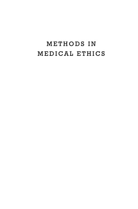 methods in medical ethics methods in medical ethics PDF