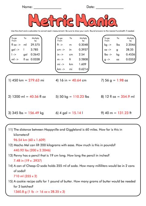 metric mania worksheet answers Kindle Editon