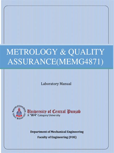 metrology quality control lab manual pdf Kindle Editon