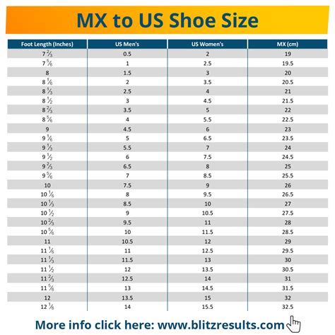 mexican to us shoe size conversion