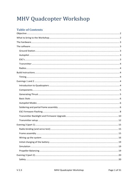 mhv qaudcopter workshop manual Reader