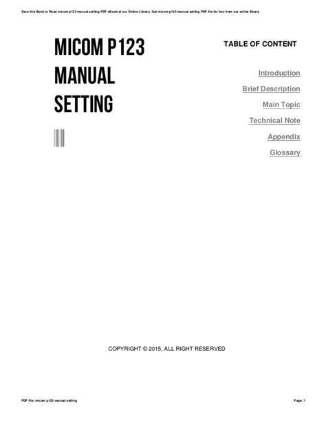 micom p123 manual setting Doc