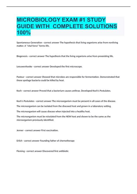 microbiology study guide exam PDF