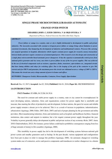 microcontroller based automatic change over project report PDF