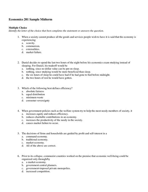 microeconomics midterm exam questions and answers Epub