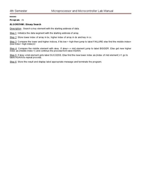 microprocessor and microcontroller lab manual for cse 4th sem Reader