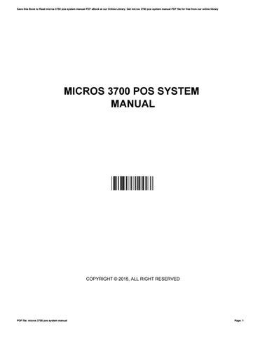 micros 3700 pos system manual Doc