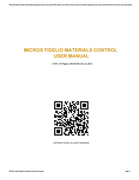 micros fidelio materials control user guide Kindle Editon