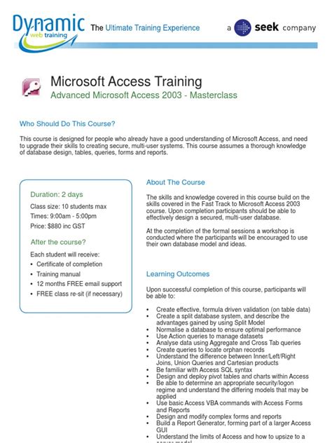 microsoft access 2003 training manual Epub