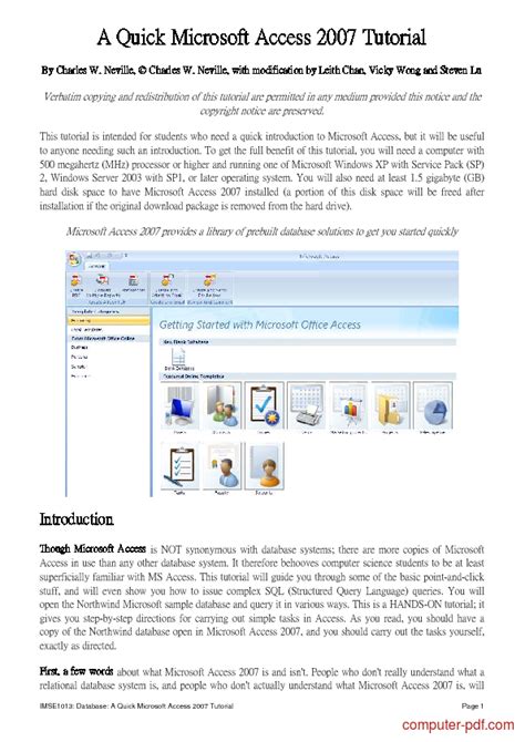 microsoft access 2007 forms tutorial pdf Doc