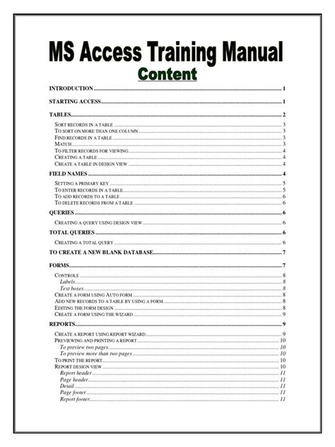 microsoft access training manual Doc