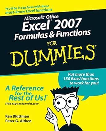 microsoft office excel 2007 formulas and functions for dummies Doc
