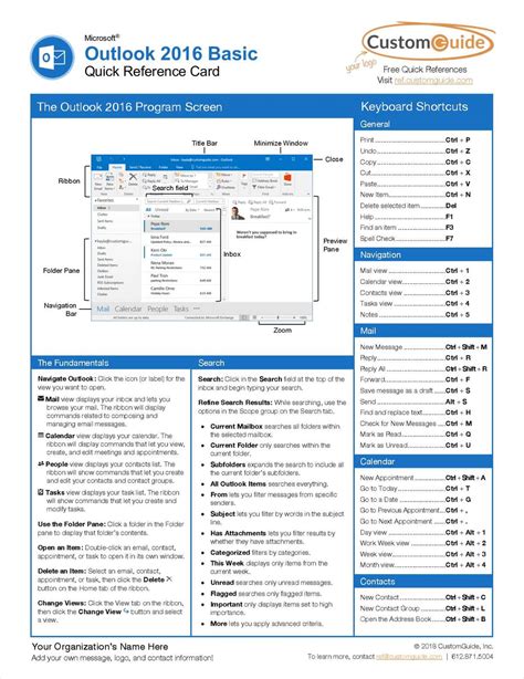 microsoft outlook quick reference guide Epub