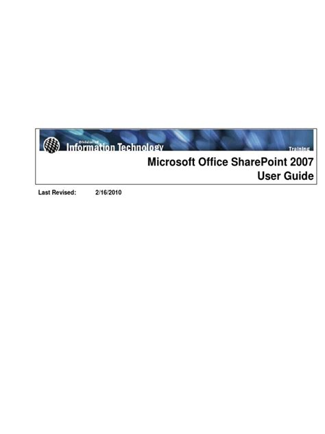 microsoft sharepoint 2007 user guide Kindle Editon