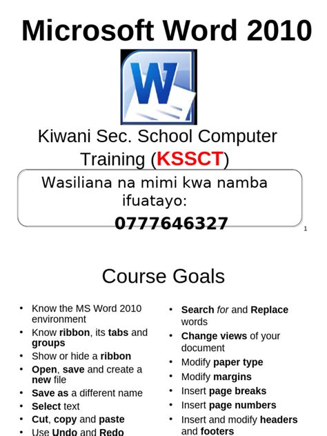 microsoft word 2010 training manual Doc