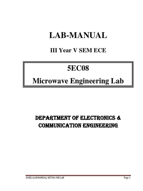 microwave lab manual for ece pdf Epub