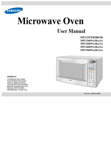 microwave user manual download PDF