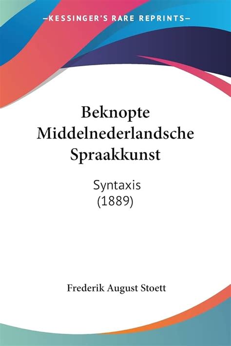 middelnederlandsche spraakkunst syntaxis PDF