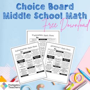 middle school math choice boards Reader