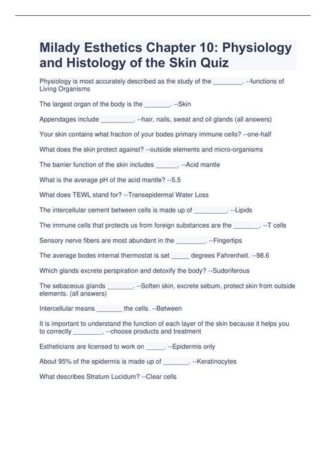 milady esthetics chapter 10 Doc